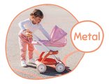 Hlboký kočík s textilným poťahom Pram Soft Baby Nurse Smoby pre 42 cm bábiku výška rúčky 58 cm od 18 mes