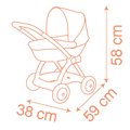 Hlboký kočík s textilným poťahom Pram Soft Baby Nurse Smoby pre 42 cm bábiku výška rúčky 58 cm od 18 mes