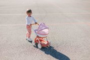 Hlboký kočík s textilným poťahom Pram Soft Baby Nurse Smoby pre 42 cm bábiku výška rúčky 58 cm od 18 mes