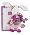 Plyšový zajačik s hrkálkou Lapin Cerise Rattle Doudou et Compagnie v darčekovom balení ružový 19 cm od 0 mes