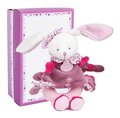 Plyšový zajačik s hrkálkou Lapin Cerise Rattle Doudou et Compagnie v darčekovom balení ružový 19 cm od 0 mes
