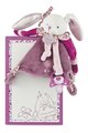 Plyšový zajačik s klipom na cumlík Lapin Cerise Doudou Dummy Holder Doudou et Compagnie v darčekovom balení ružový 17 cm od 0 mes