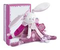 Plyšový zajačik s klipom na cumlík Lapin Cerise Doudou Dummy Holder Doudou et Compagnie v darčekovom balení ružový 17 cm od 0 mes