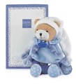 Plyšový medvedík s hrkálkou Ours Petit Chou Rattle Doudou et Compagnie v darčekovom balení modrý 19 cm od 0 mes