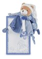 Plyšový medvedík s klipom na cumlík Ours Petit Chou Doudou Dummy Holder Doudou et Compagnie v darčekovom balení modrý 17 cm od 0 mes