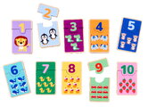 Drevené puzzle s číslami Games Numbers Account Eichhorn 20 dielikov s obrázkami zvieratiek a objektov od 24 mes