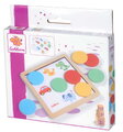 Drevená didaktická hra Farby Color Matching Game Eichhorn 5 obrázkových kariet s 8 farebnými žetónmi od 3 rokov EH2814