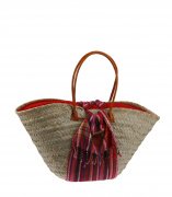 Palmový košík Kbas s bavlneným šálom červený