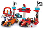 Stavebnica Preteky Formula 1 Grand Prix Abrick Écoiffier s 3 autíčkami a 4 figúrkami od 18 mes