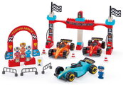 Stavebnica Preteky Formula 1 Grand Prix Abrick Écoiffier s 3 autíčkami a 4 figúrkami od 18 mes