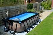 Bazén s filtráciou Wood pool Exit Toys oceľová konštrukcia 400*200*100 cm hnedý od 6 rokov