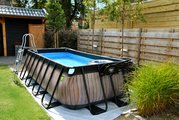 Bazén s filtráciou Wood pool Exit Toys oceľová konštrukcia 400*200*100 cm hnedý od 6 rokov