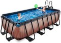 Bazén s filtráciou Wood pool Exit Toys oceľová konštrukcia 400*200*100 cm hnedý od 6 rokov