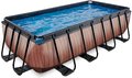 Bazén s pieskovou filtráciou Wood pool Exit Toys oceľová konštrukcia 400*200*100 cm hnedý od 6 rokov