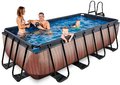 Bazén s pieskovou filtráciou Wood pool Exit Toys oceľová konštrukcia 400*200*100 cm hnedý od 6 rokov