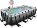 Bazén s pieskovou filtráciou Black Leather pool Exit Toys oceľová konštrukcia 400*200*100 cm čierny od 6 rokov