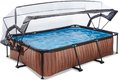 Bazén s krytom a filtráciou Wood pool Exit Toys oceľová konštrukcia 220*150*65 cm hnedý od 6 rokov