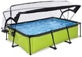 Bazén s krytom a filtráciou Lime pool Exit Toys oceľová konštrukcia 220*150*65 cm zelený od 6 rokov