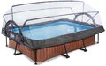 Bazén s krytom a filtráciou Wood pool Exit Toys oceľová konštrukcia 300*200*65 cm hnedý od 6 rokov