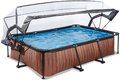 Bazén s krytom a filtráciou Wood pool Exit Toys oceľová konštrukcia 300*200*65 cm hnedý od 6 rokov