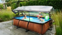 Bazén s krytom a filtráciou Wood pool Exit Toys oceľová konštrukcia 300*200*65 cm hnedý od 6 rokov