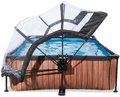 Bazén s krytom a filtráciou Wood pool Exit Toys oceľová konštrukcia 300*200*65 cm hnedý od 6 rokov