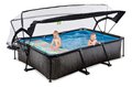 Bazén s krytom a filtráciou Black Wood pool Exit Toys oceľová konštrukcia 300*200*65 cm čierny od 6 rokov