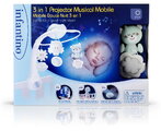 Hudobný kolotoč nad postieľku 3in1 Projector Musical Mobile Sage Infantino s projektorom a nočným svetlom zelený od 0 mes