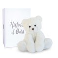Plyšový medvedík Ours Oscar Ivory Histoire d’ Ours v darčekovom balení biely 25 cm od 0 mes