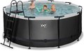 Bazén s filtráciou Black Leather pool Exit Toys kruhový oceľová konštrukcia 360*122 cm čierny od 6 rokov