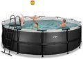 Bazén s filtráciou Black Leather pool Exit Toys kruhový oceľová konštrukcia 450*122 cm čierny od 6 rokov