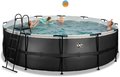Bazén s filtráciou Black Leather pool Exit Toys kruhový oceľová konštrukcia 450*122 cm čierny od 6 rokov