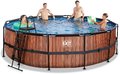 Bazén s filtráciou Wood pool Exit Toys kruhový oceľová konštrukcia 488*122 cm hnedý od 6 rokov