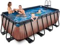Bazén s filtráciou Wood pool Exit Toys oceľová konštrukcia 400*200*122 cm hnedý od 6 rokov