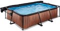 Bazén so strieškou a filtráciou Wood pool Exit Toys oceľová konštrukcia 220*150*65 cm hnedý od 6 rokov