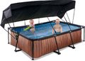 Bazén so strieškou a filtráciou Wood pool Exit Toys oceľová konštrukcia 220*150*65 cm hnedý od 6 rokov