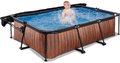Bazén so strieškou a filtráciou Wood pool Exit Toys oceľová konštrukcia 220*150*65 cm hnedý od 6 rokov