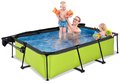 Bazén so strieškou a filtráciou Lime pool Exit Toys oceľová konštrukcia 220*150*65 cm zelený od 6 rokov