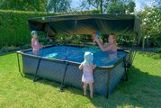 Bazén so strieškou a filtráciou Stone pool Exit Toys oceľová konštrukcia 300*200*65 cm šedý od 6 rokov