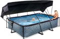Bazén so strieškou a filtráciou Stone pool Exit Toys oceľová konštrukcia 300*200*65 cm šedý od 6 rokov
