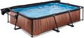 Bazén so strieškou a filtráciou Wood pool Exit Toys oceľová konštrukcia 300*200*65 cm hnedý od 6 rokov