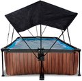 Bazén so strieškou a filtráciou Wood pool Exit Toys oceľová konštrukcia 300*200*65 cm hnedý od 6 rokov