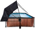 Bazén so strieškou a filtráciou Wood pool Exit Toys oceľová konštrukcia 300*200*65 cm hnedý od 6 rokov