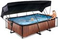 Bazén so strieškou a filtráciou Wood pool Exit Toys oceľová konštrukcia 300*200*65 cm hnedý od 6 rokov