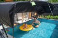 Bazén so strieškou a filtráciou Soft Grey pool Exit Toys oceľová konštrukcia 300*200*65 cm šedý od 6 rokov
