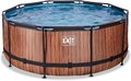 Bazén s pieskovou filtráciou Wood pool Exit Toys kruhový oceľová konštrukcia 360*122 cm hnedý od 6 rokov