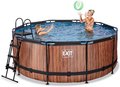 Bazén s pieskovou filtráciou Wood pool Exit Toys kruhový oceľová konštrukcia 360*122 cm hnedý od 6 rokov