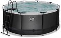 Bazén s pieskovou filtráciou Black Leather pool Exit Toys kruhový oceľová konštrukcia 360*122 cm čierny od 6 rokov