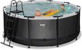 Bazén s pieskovou filtráciou Black Leather pool Exit Toys kruhový oceľová konštrukcia 360*122 cm čierny od 6 rokov