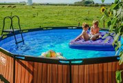 Bazén s filtráciou Wood pool Exit Toys kruhový oceľová konštrukcia 427*122 cm hnedý od 6 rokov